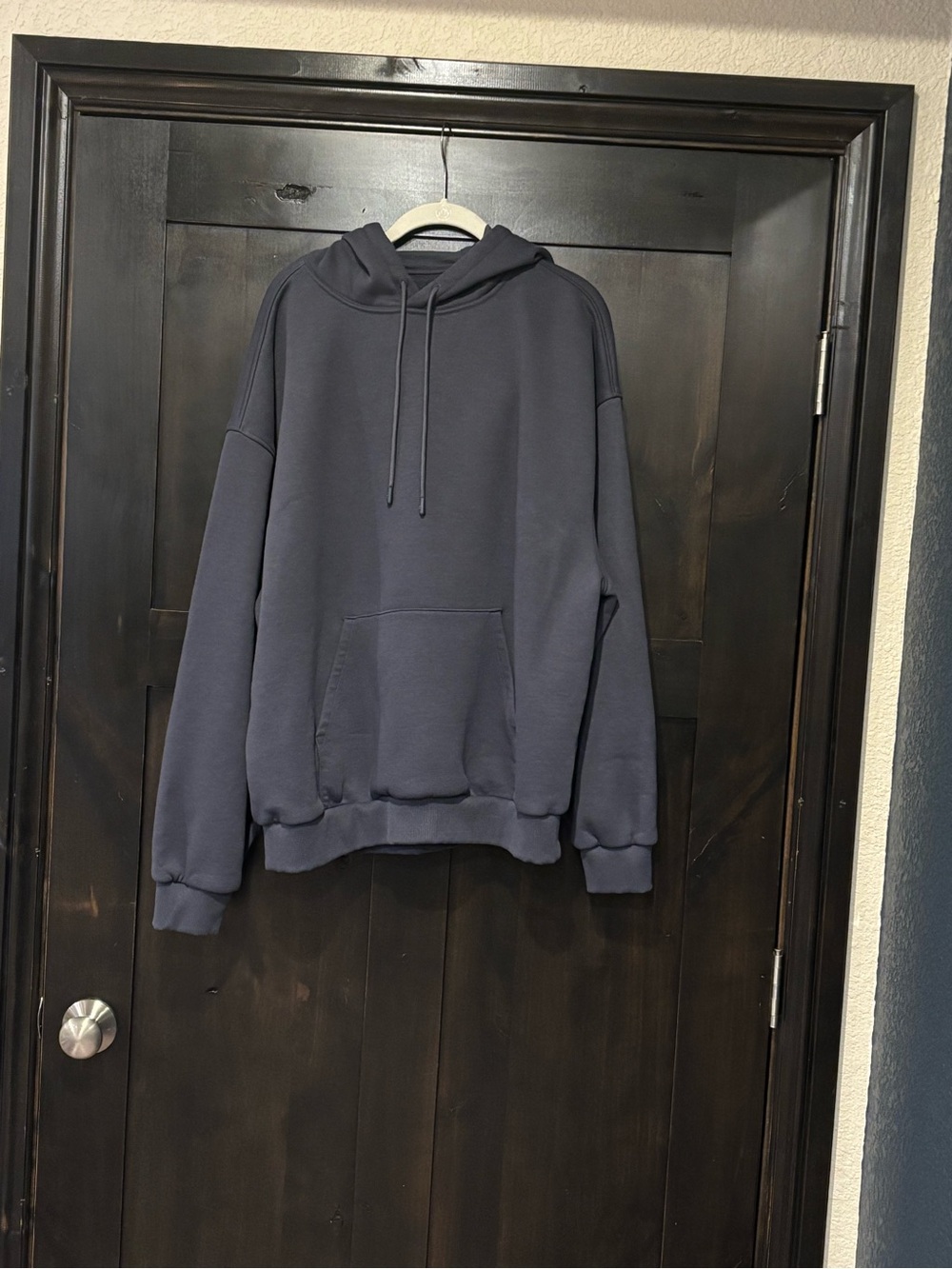 Kyodan Men Large Gray Pullover Hoodie Fleece Lined w/ Kangaroo Pocket Drawstring